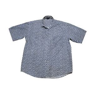 Lucio Romano Short Sleeve Checker Button Down Mens Shirt Size Large Cotton Blend